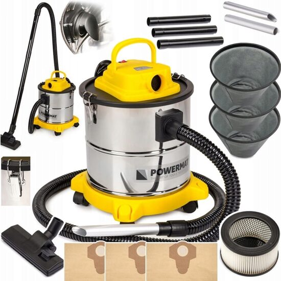 Aspirator cu Filtru HEPA 2 in 1, putere 2000W 20 litri pentru semineu cenusa, Powermat