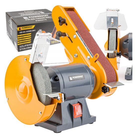 Polizor cu piatra si banda abraziva smirghel, 1850 W, Powermat