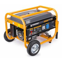 Generator curent electric 3000 W, 3 KW, 220 V, Stabilizator de tensiune (AVR), Monofazat, protectie suprasarcina, roti si manere pentru transport, Powermat