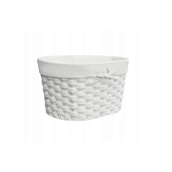 Cos organizator pentru cosmetice, oval, alb, 35x24x16 cm, Sepio