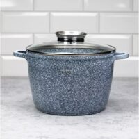 Oala cu capac, din aluminiu acoperita cu marmura, 6.2litri, 24cm, gri, Klausberg