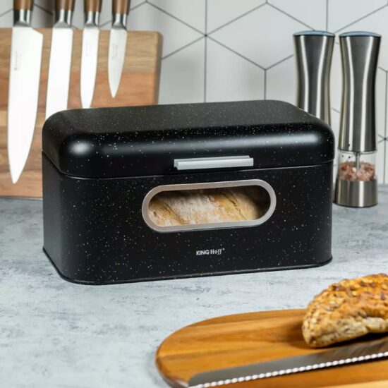 Cutie pentru paine, din oțel, negru marmorat, KingHoff