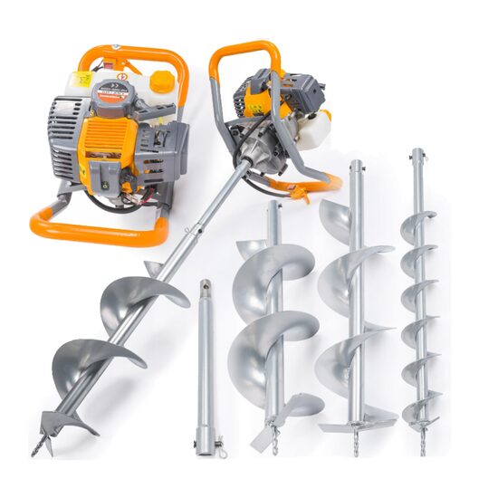 Motoburghiu pamant 6 CP 3 burghie + prelungitor, freza foreza pamant, Powermat