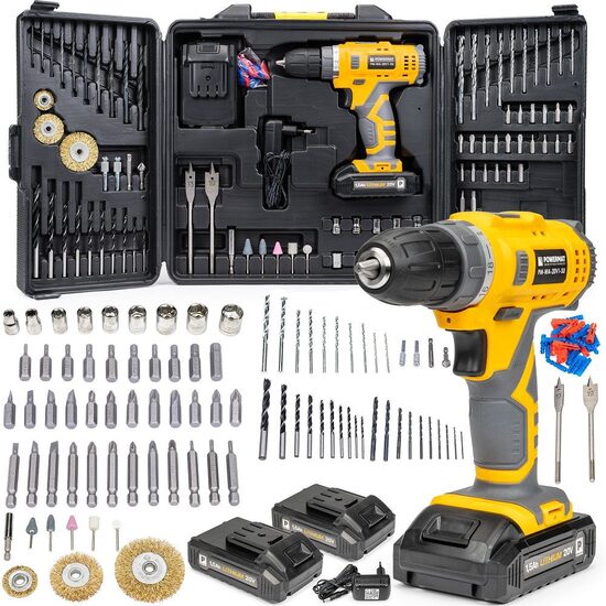 Filetanta cu 2 acumulatori 20V, masina pentru gaurit, bormasina cu acumulatori, Powermat