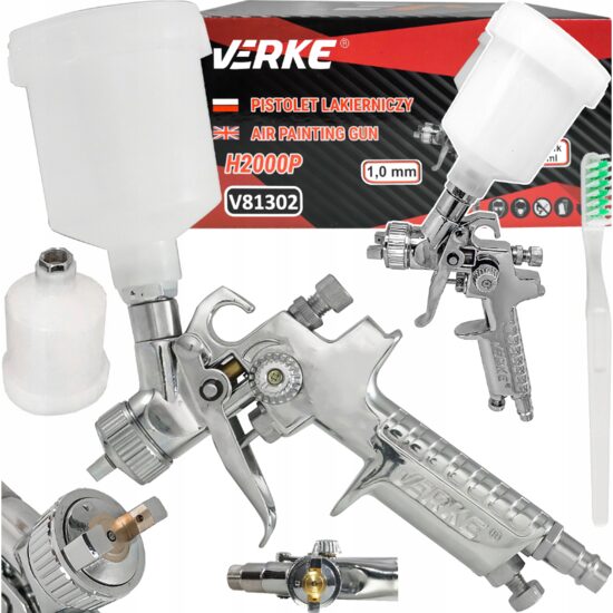Pistol de vopsit pneumatic, duza 1mm, cu vas din plastic 125 ml, Verke