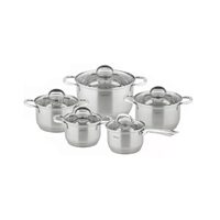 Set de 5 oale cu capac din inox, dimensiuni 16, 16, 18, 20, 24 cm, gri, Kinghoff