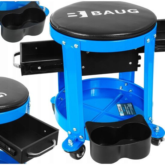 Taburet, scaun de lucru cu sertare pentru depozitare scule, Baug