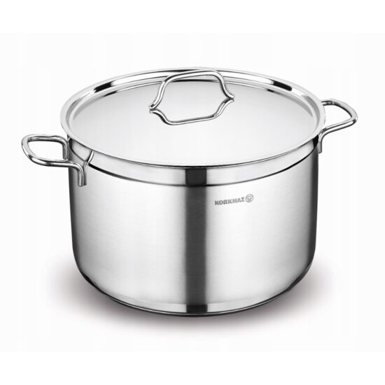 Oala cu capac din inox, 30x15cm 11litri, compatibila cu toate tipurile de aragaz, Korkmaz