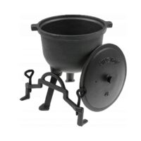 Ceaun din fonta cu picioare si capac, 5litri, 28cm, negru, Kinghoff