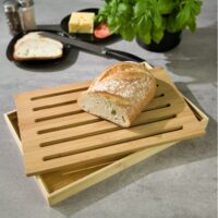 Tocator din bambus, pentru paine, cu tava, 37 x 23,5 x 3 cm, Kinghoff