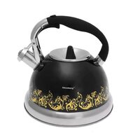  Fierbător tradițional cu fluier fabricat din inox, ceainic 2.8 litri, 22-22 cm, negru, Klausberg