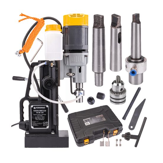 Masina de gaurit fixa, cu talpa magnetica, 14000N, 2100 W, mandrina 3-16 mm, weldon trepan 19mm, Powermat