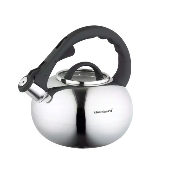  Fierbător tradițional cu fluier fabricat din inox, ceainic 2.5 litri, 15-22 cm, argintiu, Klausberg