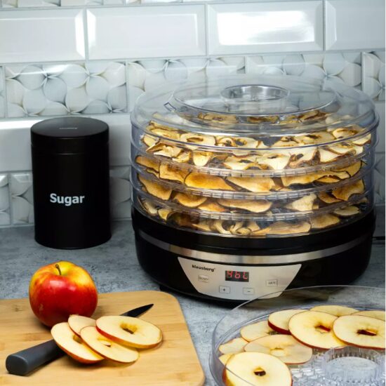 Deshidrator, uscator de alimente cu ecran digiral Led, 5 tavi inox, 350 W, control digital 35-68 °C, Klausberg