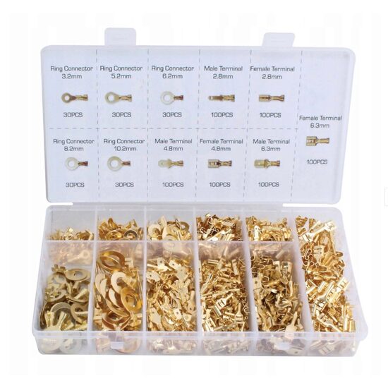 Set papuci conectori electrici, 750 piese, neizolati, Asta