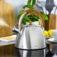  Fierbător tradițional cu fluier fabricat din inox, ceainic 3 litri, 18-28 cm, argintiu, Klausberg