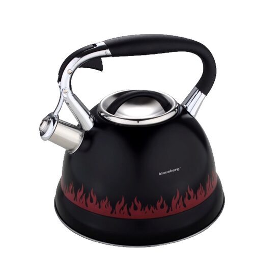  Fierbător tradițional cu fluier fabricat din inox, ceainic 2.7 litri, 22-22.5 cm, negru, Klausberg