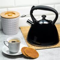  Fierbător tradițional cu fluier fabricat din inox, ceainic 3 litri, 20-24 cm, negru, Klausberg
