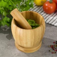 Mojar cu pistil din bambus, 11.5x11.7cm maro, Kinghoff