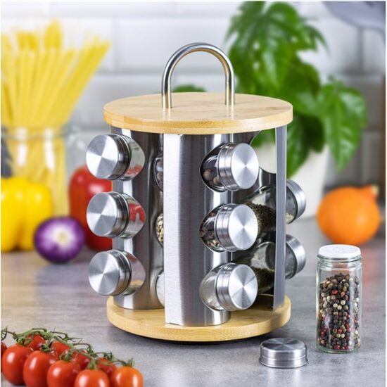 Set de 13 recipiente din otel inoxidabil si sticla, pentru contimente, 18-22-28 cm, Klausberg