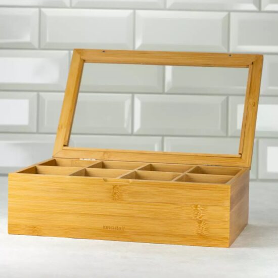 Recipient din bambus, cutie pentru depozitare plicuri ceai, 30x19x9,5 cm, Kinghoff 