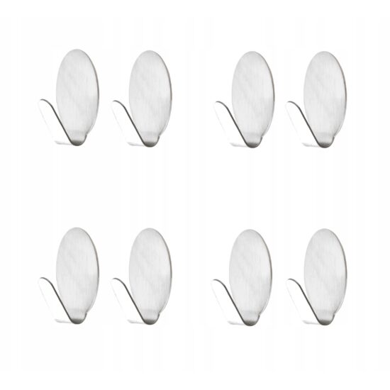 Set 8 agatatori cuier autoadezive, inox, ovale Sepio