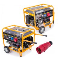Generator curent electric 7500 W, 7.5 KW, 220 V, 380 V pornire la cheie, automata, roti si manere, stabilizator de tensiune (AVR), monofazat, trifazat, protectie suprasarcina, motor 15 cp, 4 timpi, Powermat