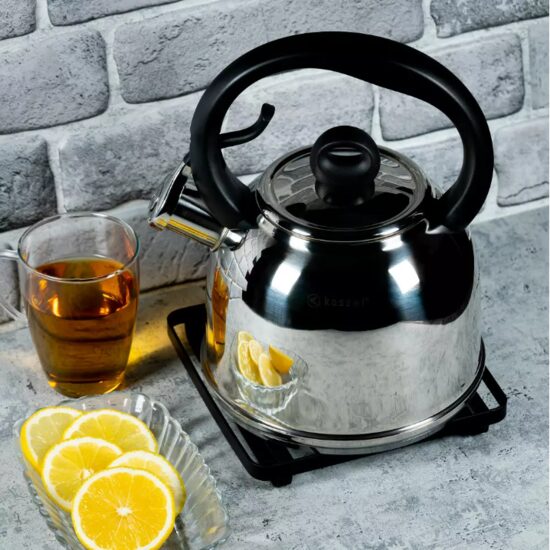  Fierbător tradițional fabricat din inox, ceainic 2 litri, 18-23 cm, argintiu, Lilac, Kassel