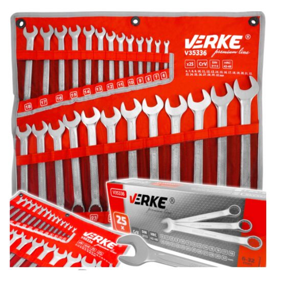 Set chei combinate fixe - inelare 25 piese profesionale, 6 - 32mm Verke