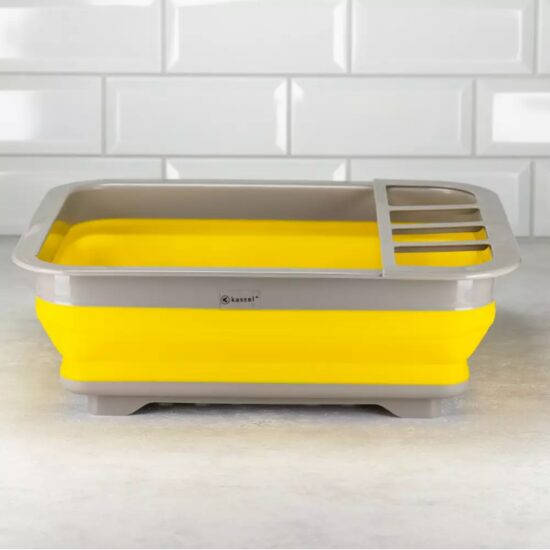Suport pentru vase si tacamuri, plastic, 36,5 x 31 x 18ncm, galben, Kassel