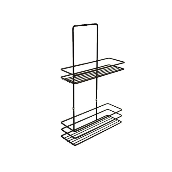 Raft pentru baie cu doua etajere, 37x8x23 cm, metalic, negru Sepio
