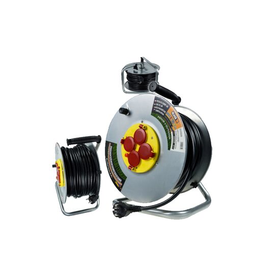 Rola prelungitor cablu cu cadru metalic 50 metri 3 x 2,5 mm Black