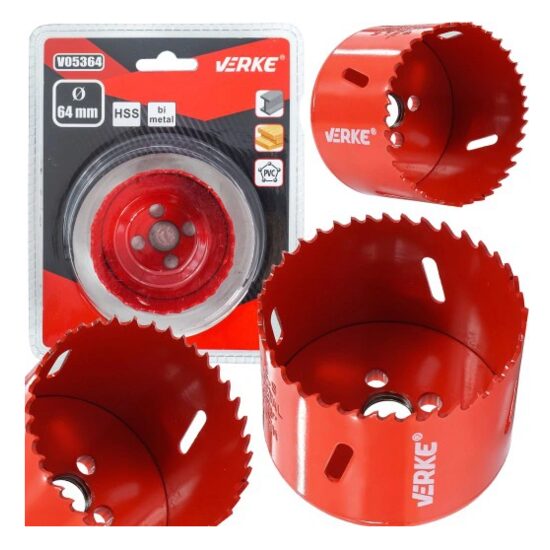 Carota bimetal pentru lemn, fier, pvc, 64mm Verke