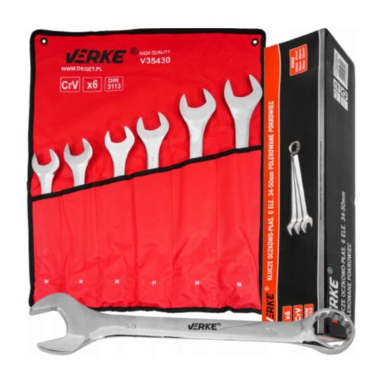 Set chei combinate inelare si fixe 34, 36, 38, 41, 46, 50 mm, 6 piese profesionale, Verke