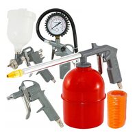 Kit compresor, set accesorii, pistol suflat, vopsit, umflat, antifonat, furtun compresor 5m, 5 piese Verke