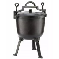 Ceaun din fonta emailata cu picioare si capac, 7litri, negru, Kinghoff