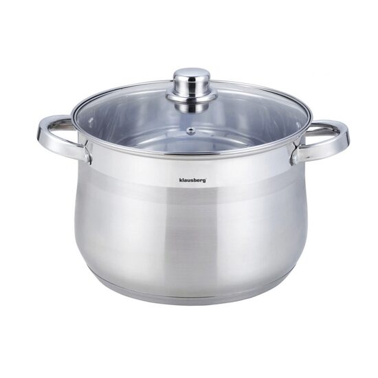 Oala din inox cu capac din sticla, 34cm, fund termic multistrat, 22.4l Klausberg