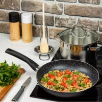 Tigaie din aluminiu, marmorata, 26 cm, negru, KingHoff