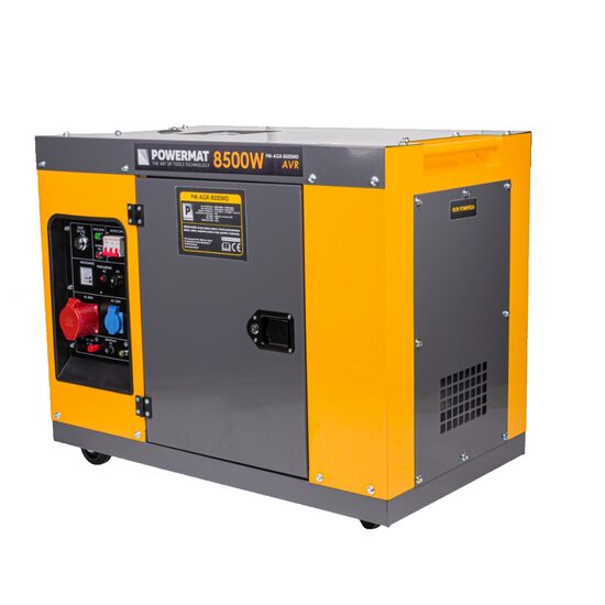 Generator de curent pe motorina 8.5 kW, pornire la cheie, 2 in 1 monofazic si trifazic, motor in 4 timpi 15CP, stabilizator de tensiune AVR, Powermat

