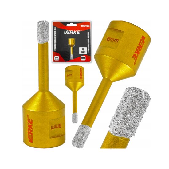 Carota diamantata pentru placi ceramice, marmura, piatra naturala, gresie, beton 6 mm Verke