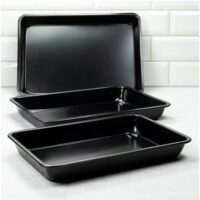 Set 3 tavi de copt, marmorate, negru, KingHoff