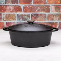 Cratita, oala din fonta cu capac, ovala, 29x21,5x10,7 cm, 4.5 litri, negru, Kinghoff