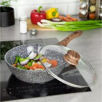 Tigaie cu capac, aluminiu, marmorata, negru, 24 cm, Kinghoff