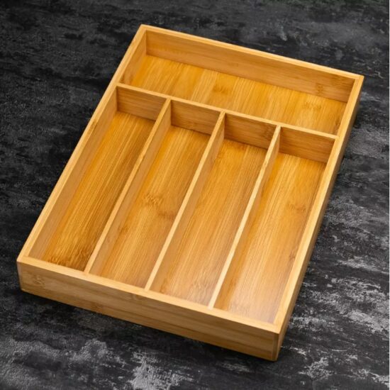 Cutie tacamuri din bambus pentru sertar, 5 compartimente, 35,5x26,5 cm Kinghoff