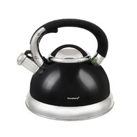  Fierbător tradițional cu fluier fabricat din inox, ceainic 2.8 litri, 16-22 cm, negru, Klausberg
