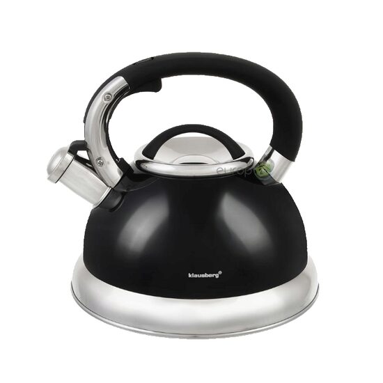  Fierbător tradițional cu fluier fabricat din inox, ceainic 2.8 litri, 16-22 cm, negru, Klausberg