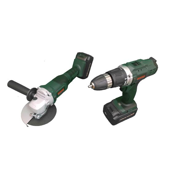 Set masina de gaurit, polizor unghiular cu acumulator si incarcator, 24V, Boxer
