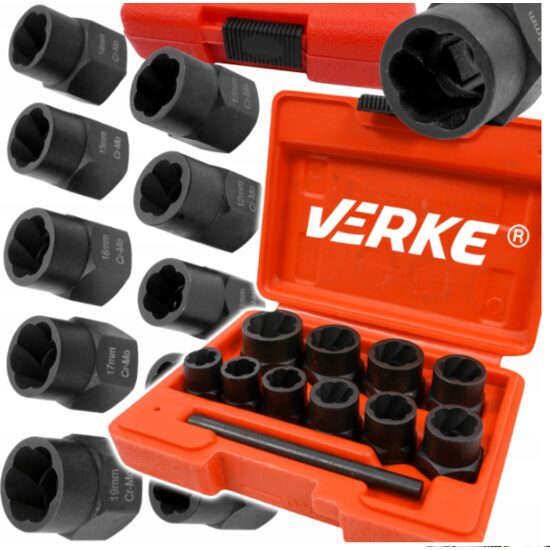 Set extractoare suruburi si piulite deteriorate 11 piese Verke
