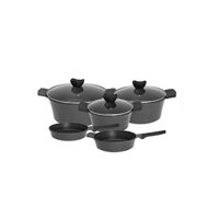  Set 3 oale si 2 tigai marmorate 20cm  24cm 24 cm  28cm  28cm, premium din aluminiu acoperite cu marmura, negru, Klausberg