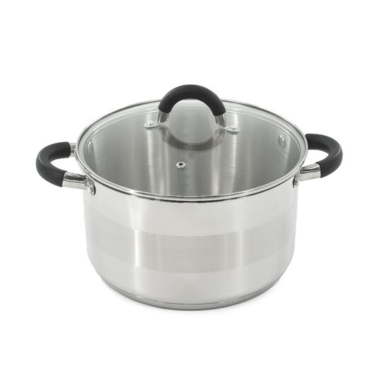 Oala din inox 6litri cu capac sticla, 24 cm,fund termic multistrat, Kinghoff
